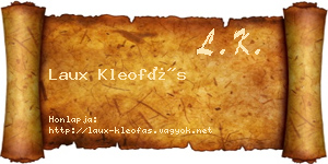 Laux Kleofás névjegykártya